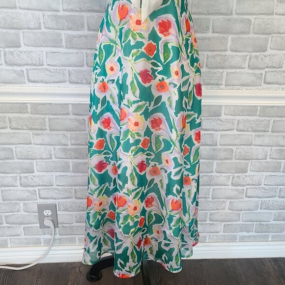 Psalter Poppy Floral Midi Dress Tie Neck Puff Sleeve Cottage Modest 36 EU 6 US - Picture 9 of 9